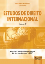 Capa do livro: Estudos de Direito Internacional - Volume IX, Coordenador: Wagner Menezes