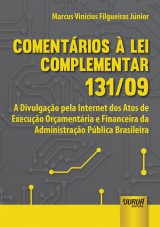 Capa do livro: Comentrios  Lei Complementar 131/09, Marcus Vincius Filgueiras Jnior