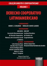 Capa do livro: Derecho Cooperativo Latinoamericano, Coordinadores: Mario S. Schujman e Ronaldo Chaves Gaudio - Organizadores: AIDCMESS (Asociacin Iberoamericana de Derecho Cooperativo, Mutual y de la Economa Social y Solidaria) e IBECOOP (Instituto Brasileiro de Estudos em Cooperativismo)