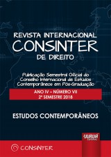 Capa do livro: Revista Internacional Consinter de Direito - Ano IV - Número VII - 2º Semestre 2018 - Estudos Contemporâneos, Editor: David Vallespín Pérez - Diretores: Germán Barreiro González, Gonçalo S. de Melo Bandeira e María Yolanda Sánchez-Urán Azaña