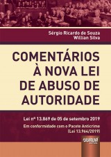 Capa do livro: Comentários à Nova Lei de Abuso de Autoridade, Sérgio Ricardo de Souza e Willian Silva