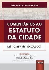 Capa do livro: Comentários ao Estatuto da Cidade, João Telmo de Oliveira Filho