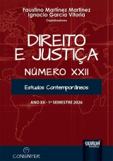 Capa do livro: Direito e Justi�a - Ano XII - N�mero XXII - 1� Semestre 2026, Organizadores: Faustino Mart�nez-Mart�nez, Ignacio Garc�a Vitoria